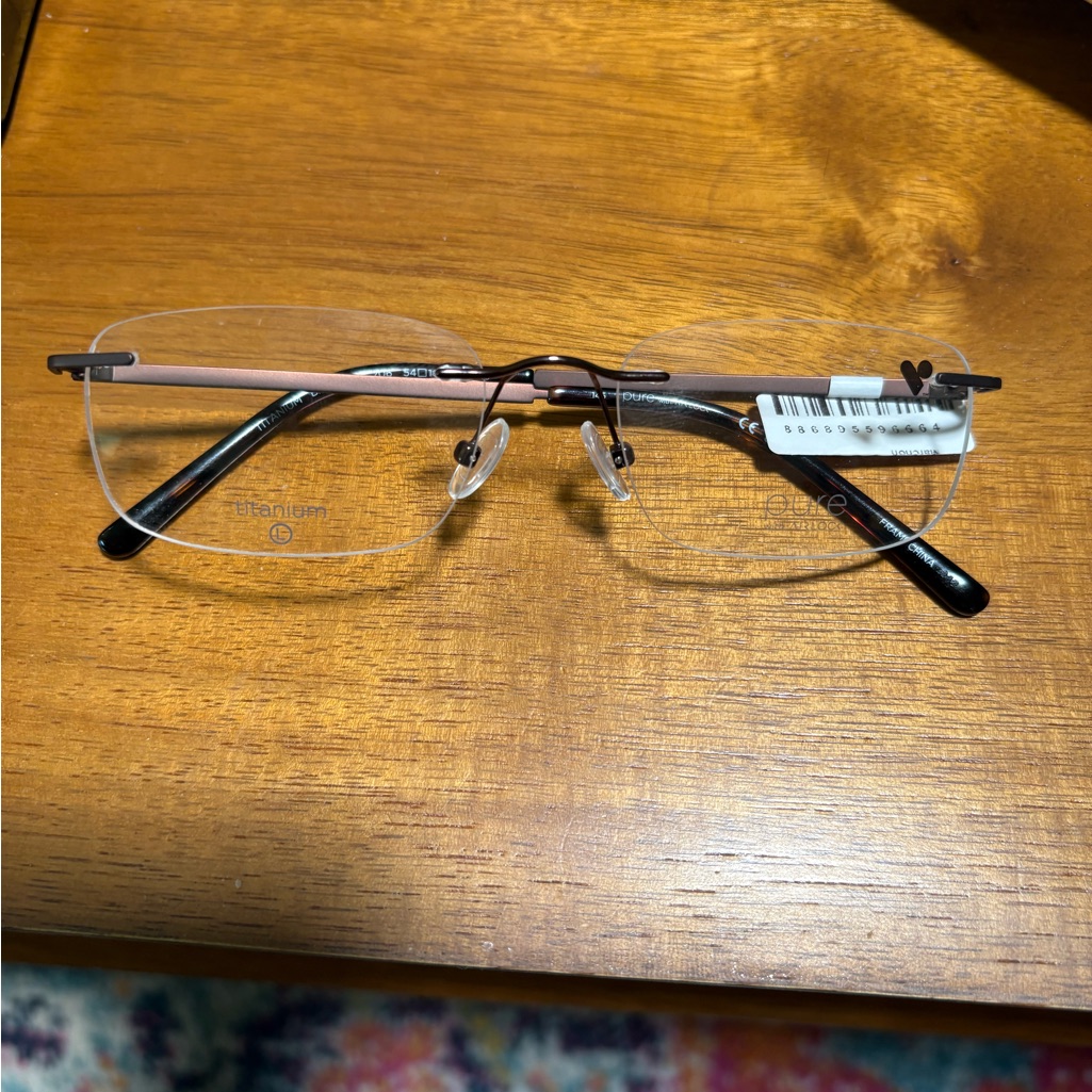 100% Pure Titanium Rimless Glasses - Black And Pink